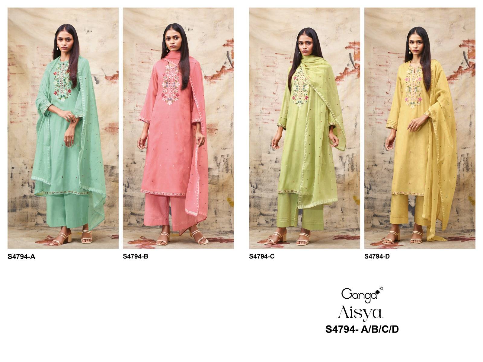 AISYA 4794 SERIES BY GANGA FASHION Beautiful Colourful PURE BEMBERG Dresses At Wholesale Price